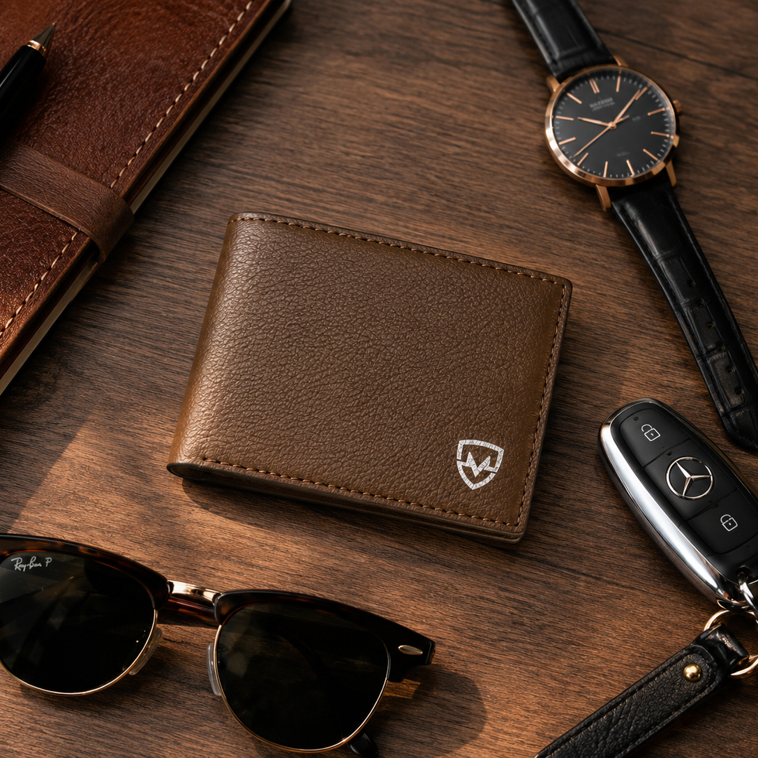Men’s Brown Leather Wallet – Slim Bi-Fold Genuine Leather Card & Cash Holder