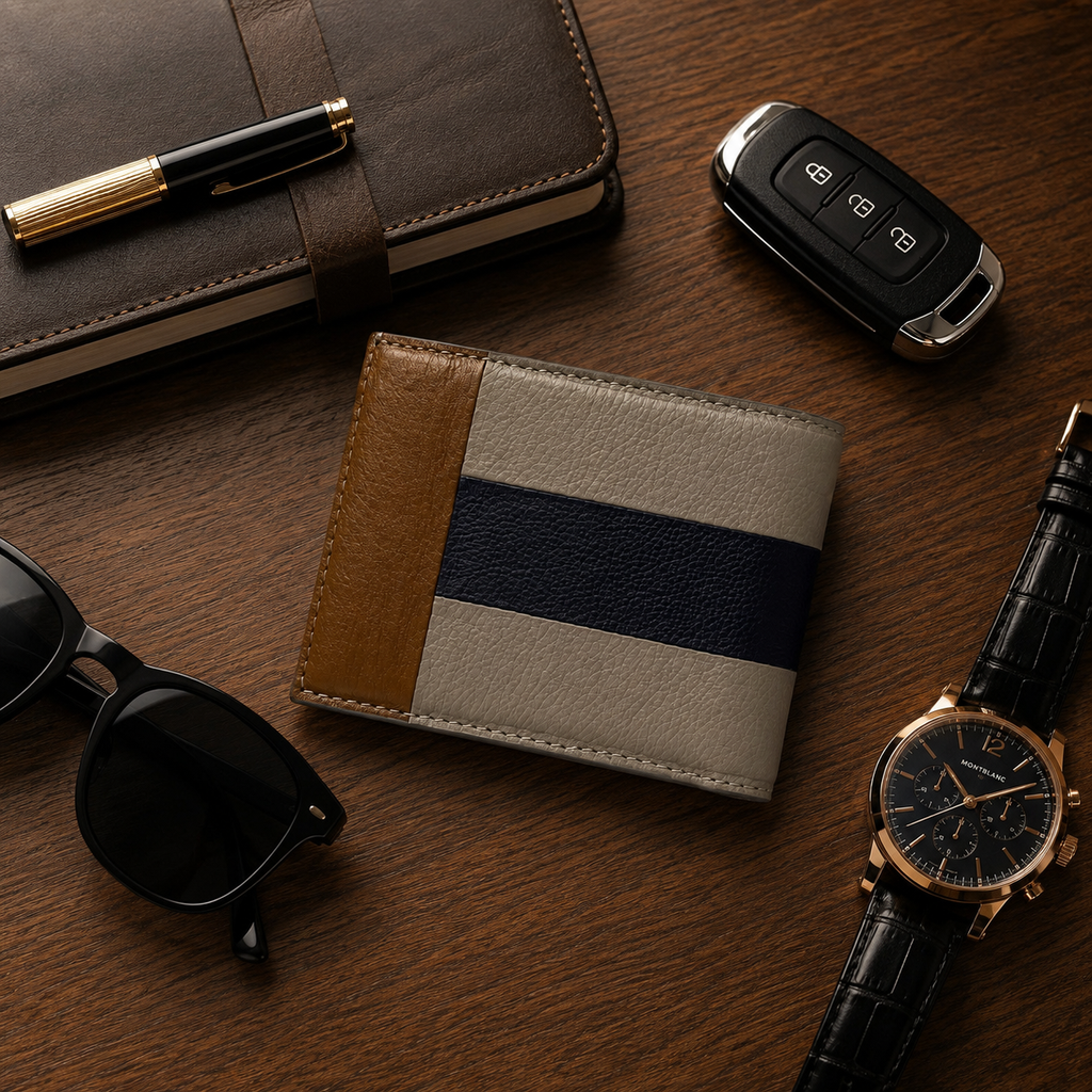 Men’s Stylish Bi-Fold Wallet – Textured Leather Card & Cash Holder