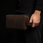 Crazy Horse Leather Shaving Kit – Vintage Travel Toiletry Bag for Men