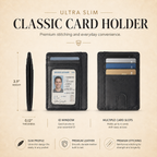 Mordano Genuine Leather Card Holder | Slim RFID Blocking Business Credit Case