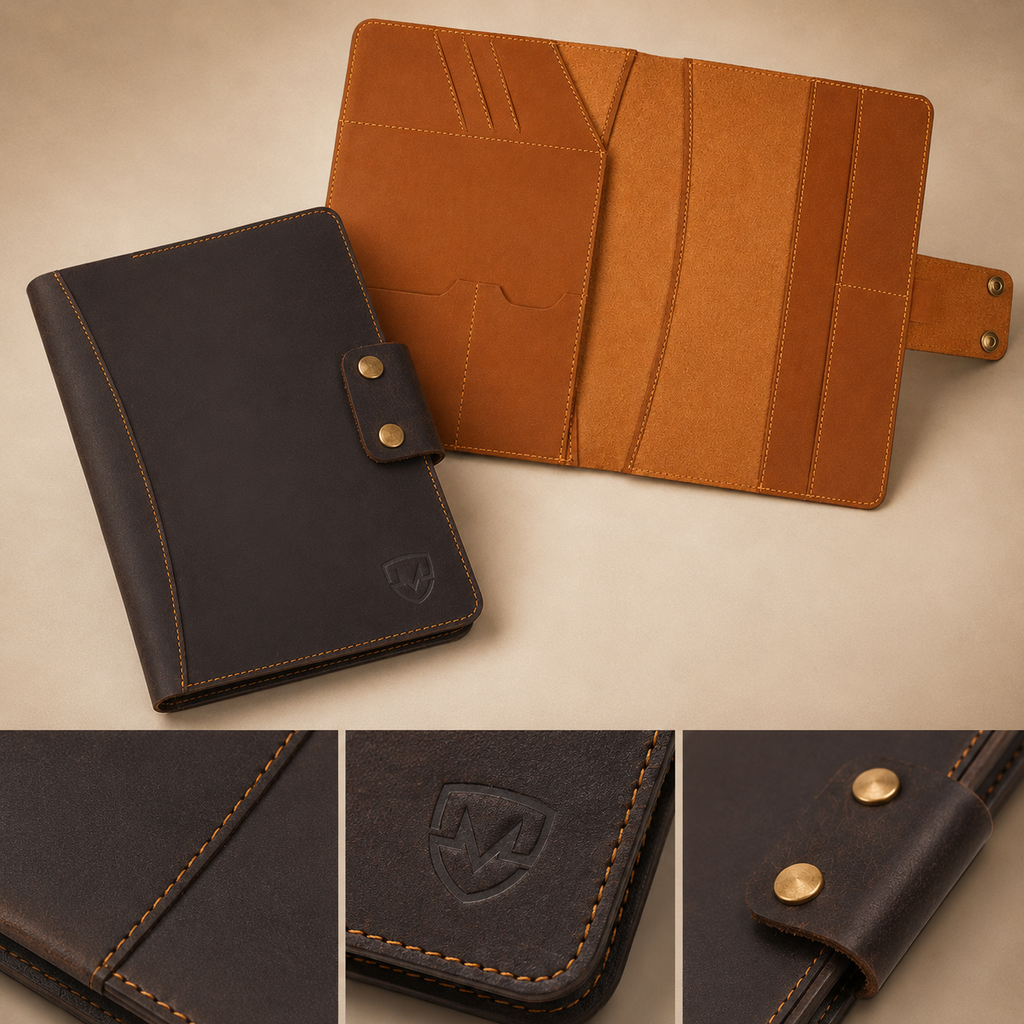 Personalized A4 Leather Portfolio Organizer for Men & Women – Professional Padfolio with Zipper Closure, Resume & Document Holder, Refillable Writing Journal Binder for Business, Meetings & Travel