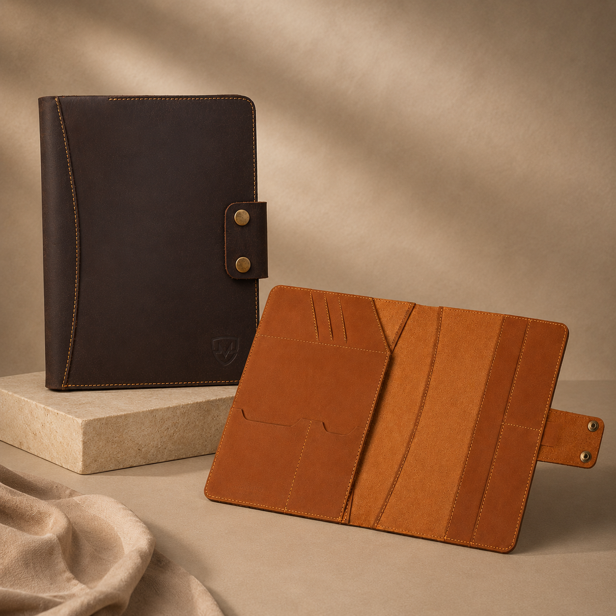 Personalized A4 Leather Portfolio Organizer for Men & Women – Professional Padfolio with Zipper Closure, Resume & Document Holder, Refillable Writing Journal Binder for Business, Meetings & Travel