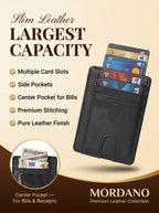 Mordano Genuine Leather Card Holder | Slim RFID Blocking Business Credit Case
