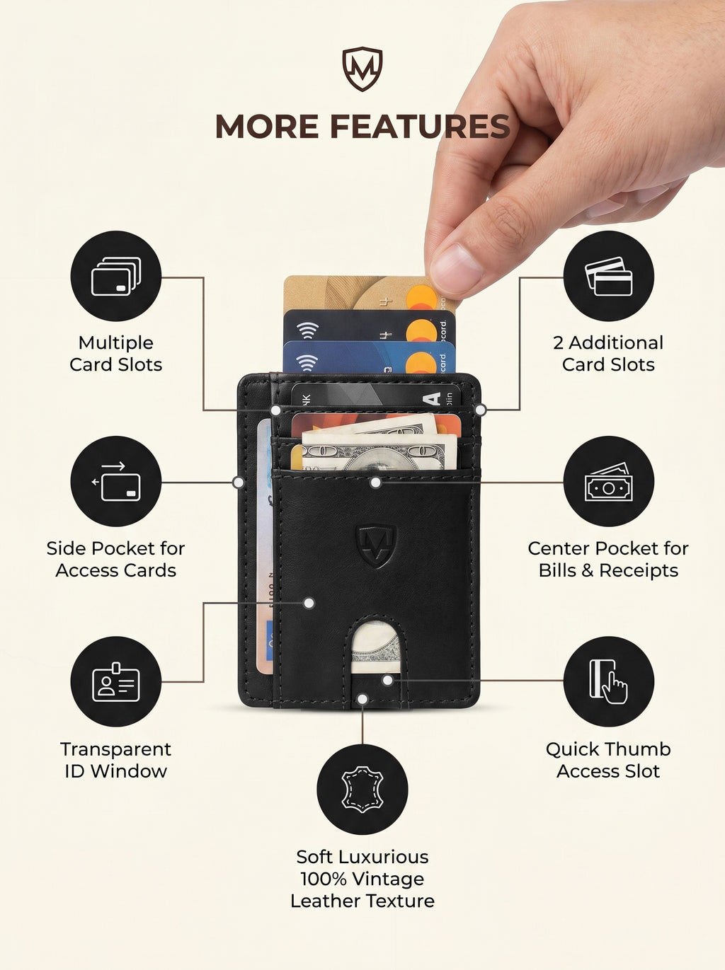 Mordano Genuine Leather Card Holder | Slim RFID Blocking Business Credit Case
