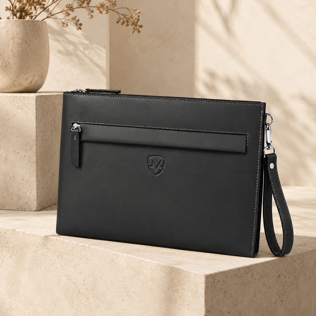 Genuine Leather Clutch Wristlet Pouch