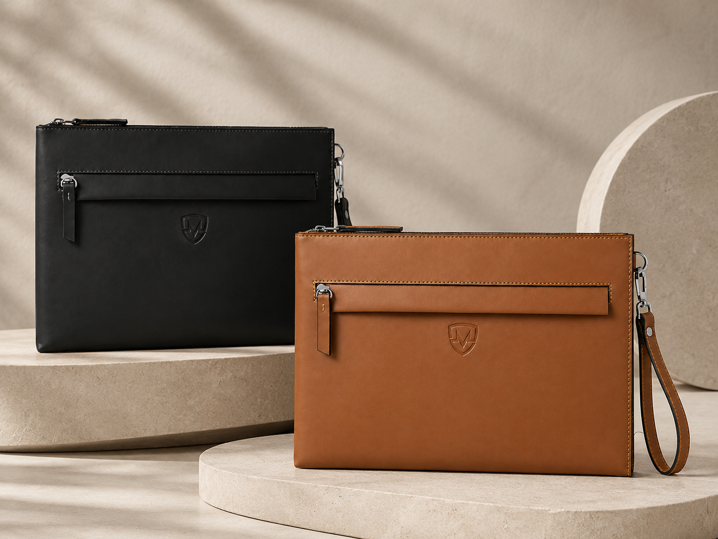Genuine Leather Clutch Wristlet Pouch