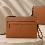 Genuine Leather Clutch Wristlet Pouch