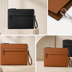 Genuine Leather Clutch Wristlet Pouch