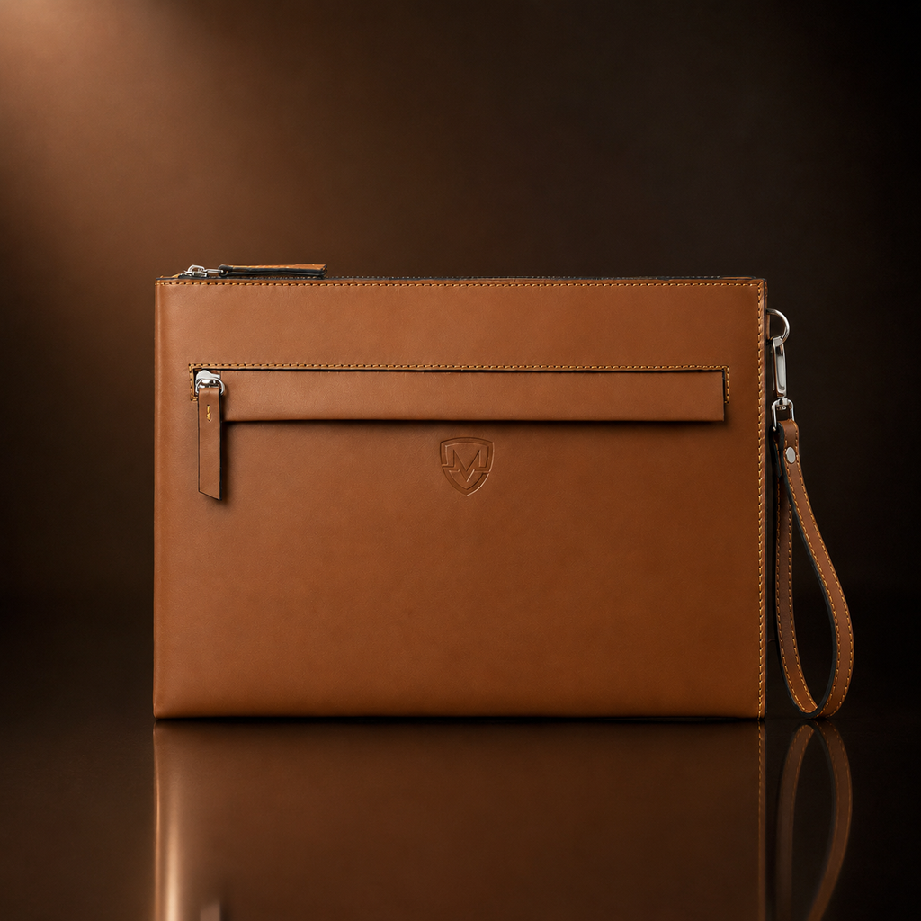 Genuine Leather Clutch Wristlet Pouch