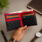 Premium Red & Black Leather Bi-Fold Wallet for Men