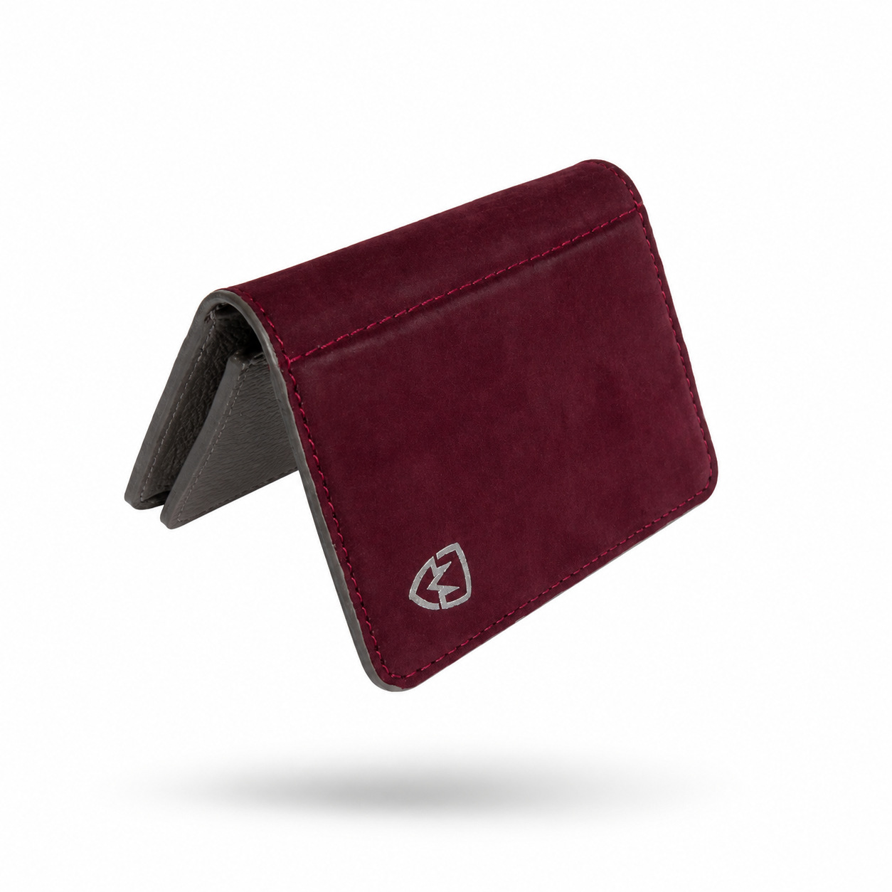 Premium Maroon & Grey Leather Card Holder – Slim RFID Wallet for Men
