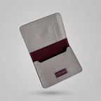 Premium Maroon & Grey Leather Card Holder – Slim RFID Wallet for Men