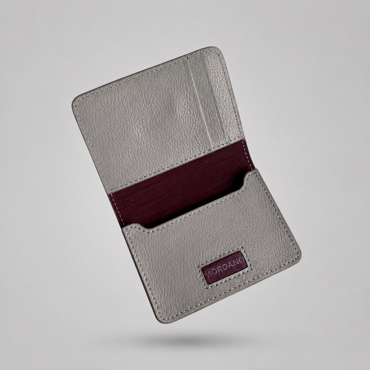 Premium Maroon & Grey Leather Card Holder – Slim RFID Wallet for Men