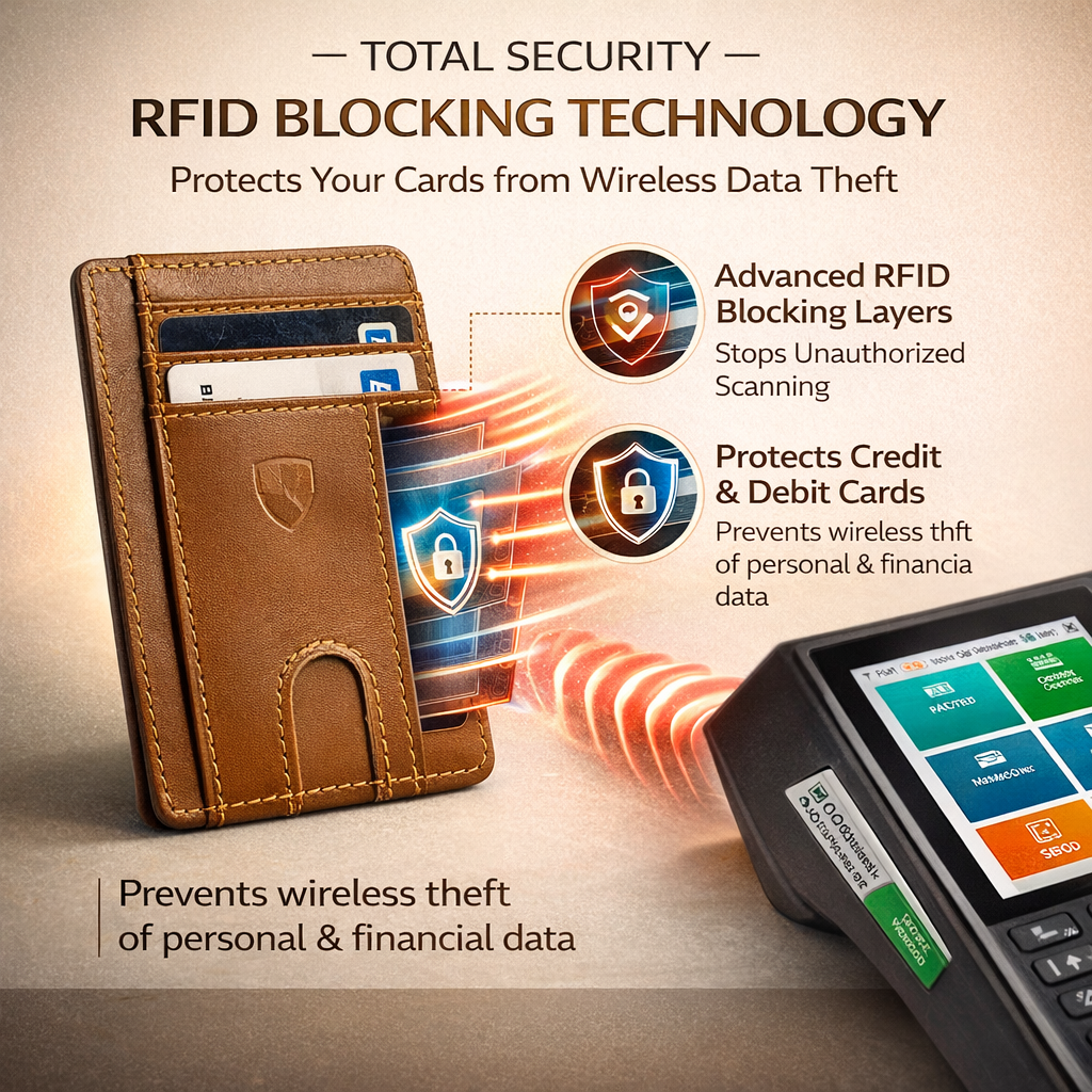 Mordano Genuine Leather Card Holder | Slim RFID Blocking Business Credit Case