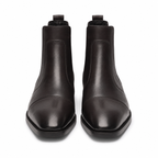 Men's Dark Brown Leather Cap-Toe Chelsea Boots with Leather Sole