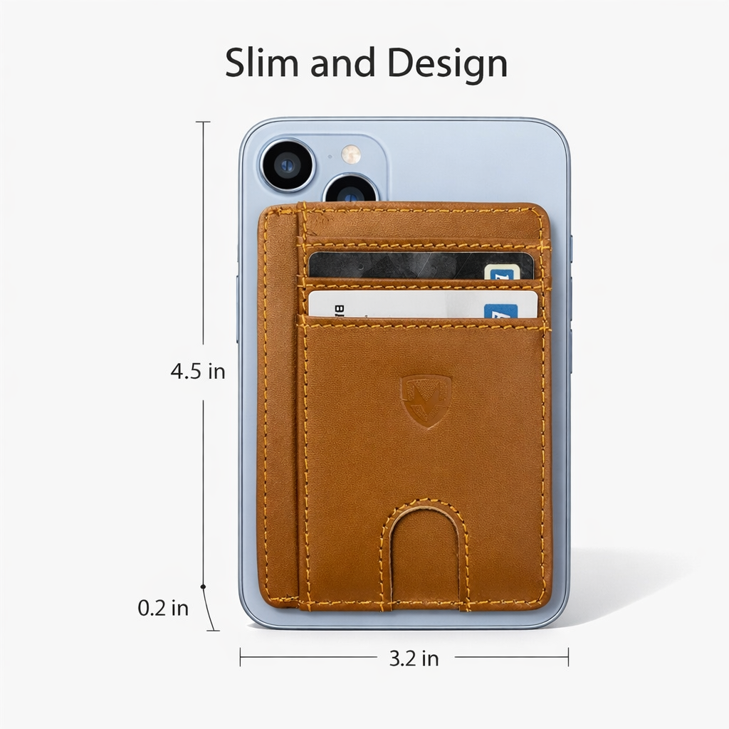 Brown genuine leather card holder minimalist wallet for everyday use Texas