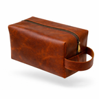 Mens leather toiletry bag vintage style travel organizer for grooming essentials
