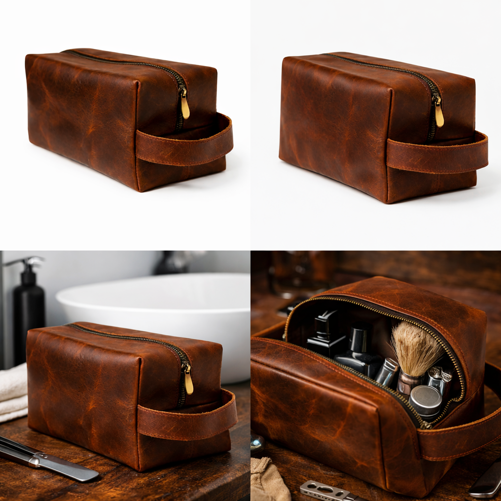Retro style toiletry bag for men vintage travel pouch for grooming items
