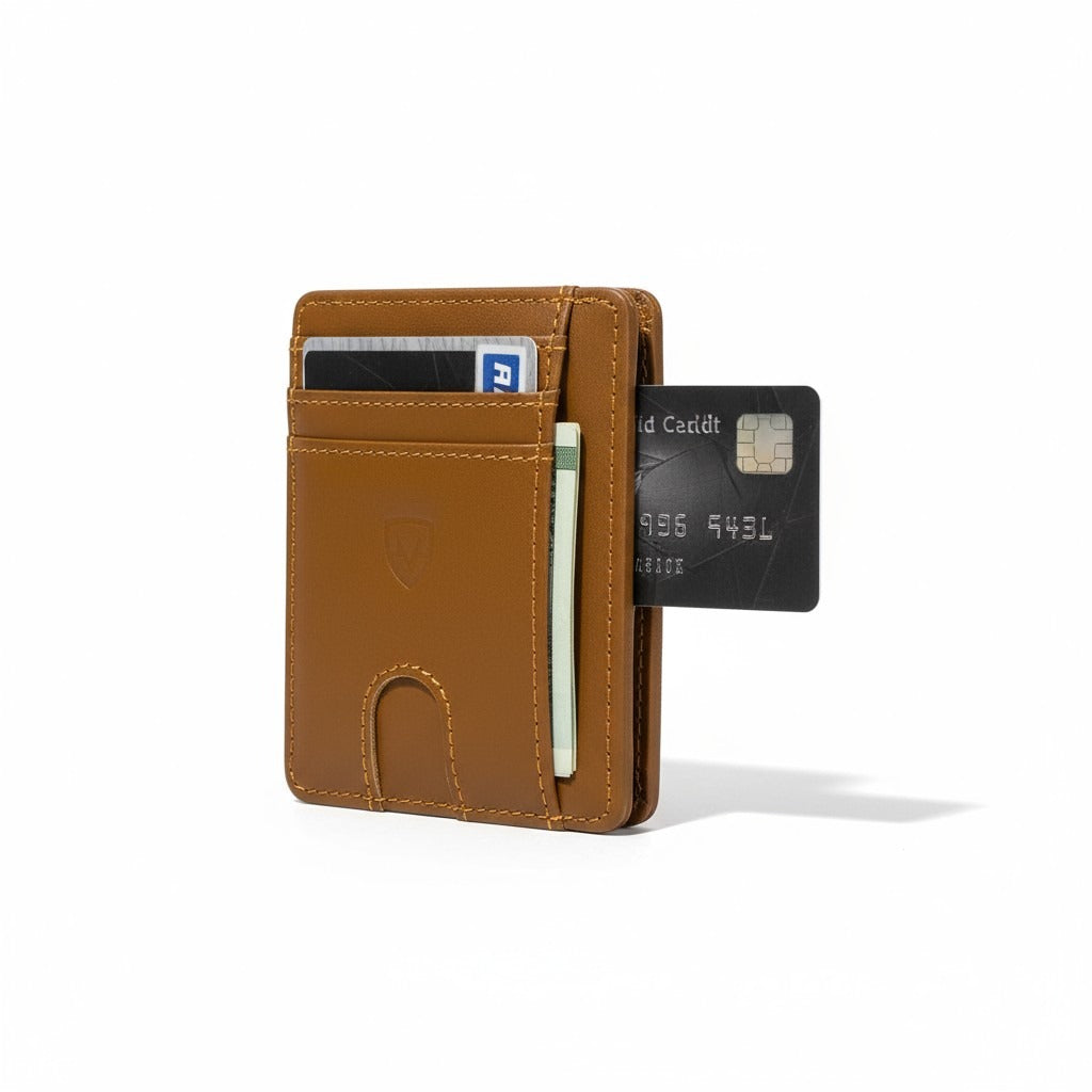 Mordano Genuine Leather Card Holder | Slim RFID Blocking Business Credit Case