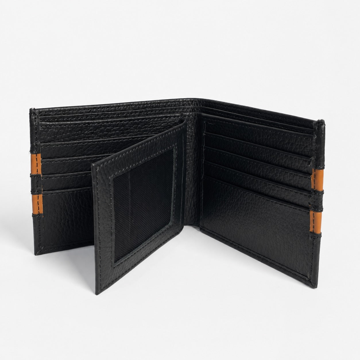 lassic Black Wallet with Tan Accent Stripes