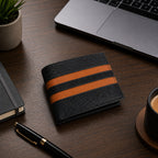 lassic Black Wallet with Tan Accent Stripes