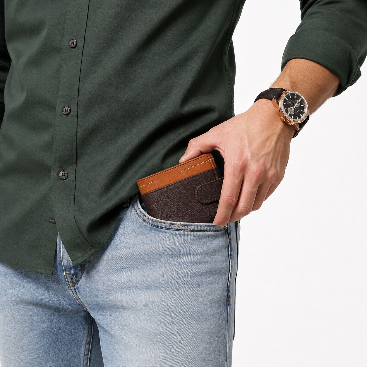 Premium Men's Bifold Wallet with Coin Pocket – Slim Leather Wallet with Card Holder & Cash Compartment