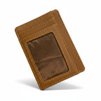 Slim leather card holder wallet for men minimalist front pocket design Texas USA
