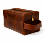 Mens cosmetic bag organizer leather toiletry case for travel essentials